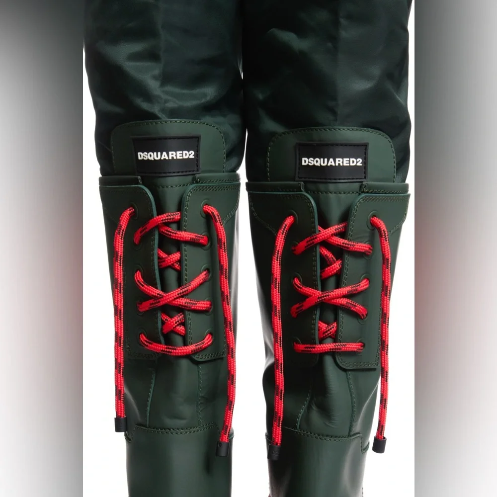 DSQUARED2 Green & Red Lace-Up Heeled Boots Size 39 - Picture 9 of 15